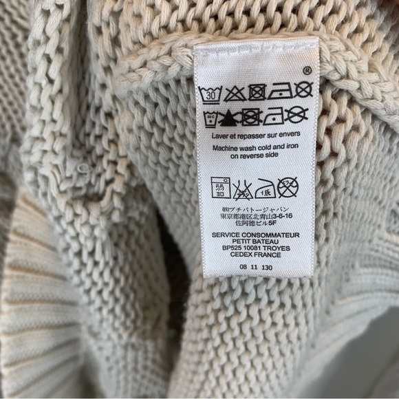 Petit Bateau Ivory Cable Knit Crew Neck Pullover Sweater Girls' sz S (14Y) - Picture 6 of 7